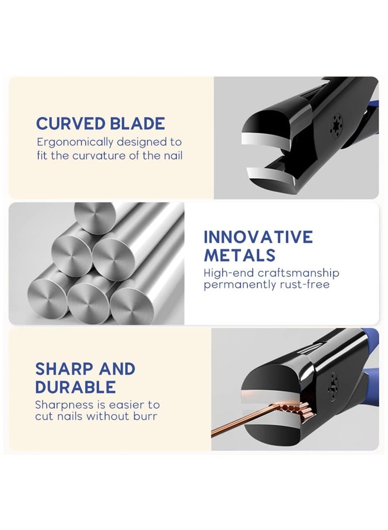 Thick Nail Clipper, Toenail Clipper with Long Handle Stainless Steel Nail Cutter for Tough Nails Thick Nails, Anti-splash Nail Clipper for Adults, Seniors, Manicure Nail Clipper (Black) - Image 5