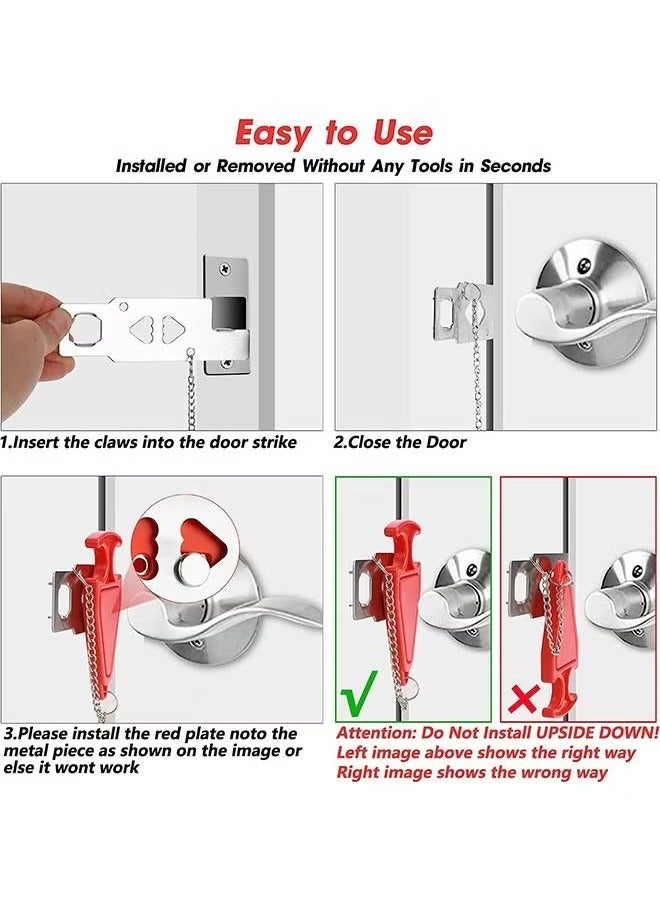 Portable Door Lock, Home Security Door Locker Travel Lockdown Locks for Traveling Hotel Home Apartment College - Image 4