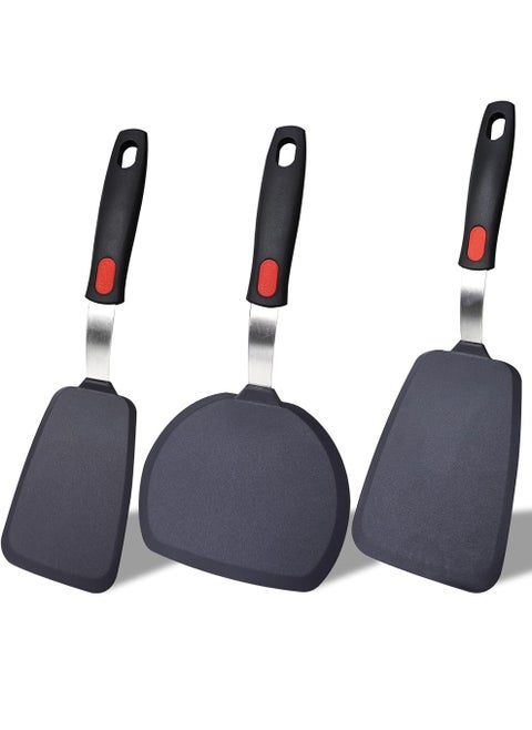 Silicone Spatula Turner Set,3-Pack Spatula Set,600°F Heat Resistant Spatula for Non Stick Cookware,Large Flexible Kitchen Utensils for Baking,Cooking,No Scratching and Melting,Dishwasher Safe,BPA Free