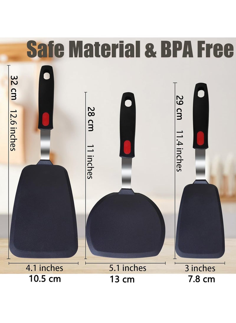 Uwals - Silicone Spatula Turner Set,3-Pack Spatula Set,600°F Heat Resistant Spatula for Non Stick Cookware,Large Flexible Kitchen Utensils for Baking,Cooking,No Scratching and Melting,Dishwasher Safe,BPA Free - Image 1