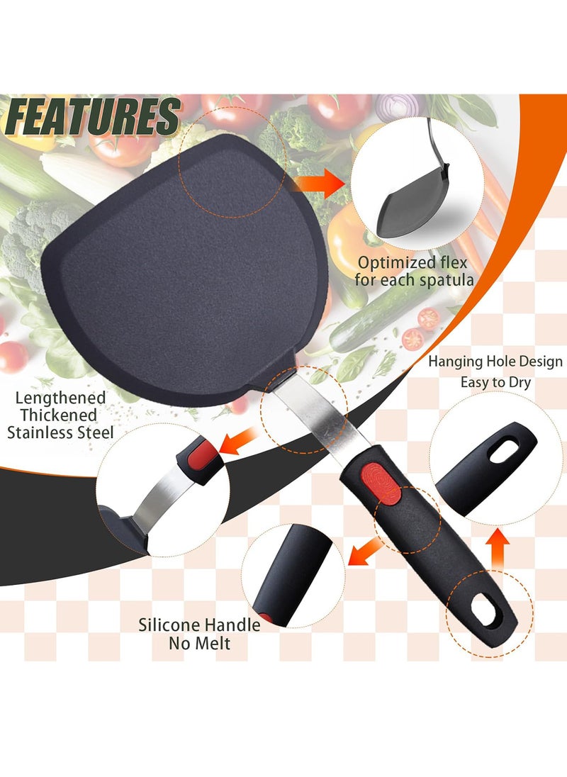 Uwals - Silicone Spatula Turner Set,3-Pack Spatula Set,600°F Heat Resistant Spatula for Non Stick Cookware,Large Flexible Kitchen Utensils for Baking,Cooking,No Scratching and Melting,Dishwasher Safe,BPA Free - Image 1