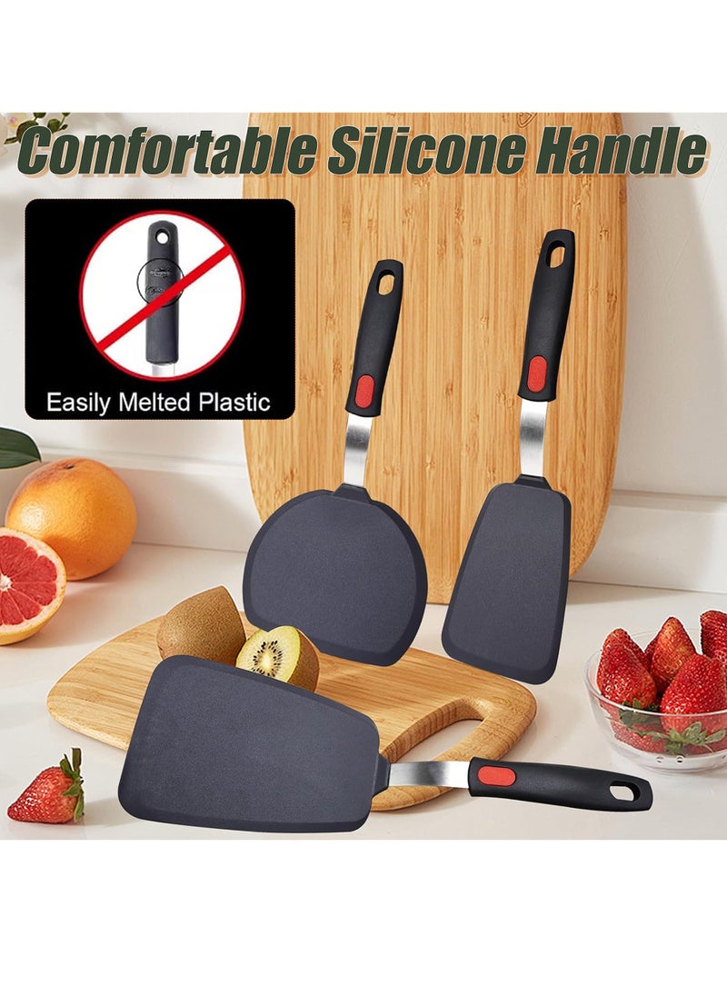 Uwals - Silicone Spatula Turner Set,3-Pack Spatula Set,600°F Heat Resistant Spatula for Non Stick Cookware,Large Flexible Kitchen Utensils for Baking,Cooking,No Scratching and Melting,Dishwasher Safe,BPA Free - Image 1