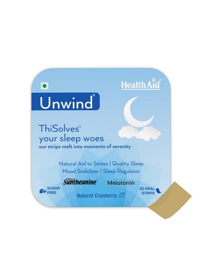 Health Aid Unwind Thisolves Mouth Dissolving Strips 30 Oral Strips| With Suntheanine To Reduce Stress & Enhance Sleep Quality| Contains Lavender & Hibiscus Extract |Non-Habit Forming Sleep Strip - Image 1