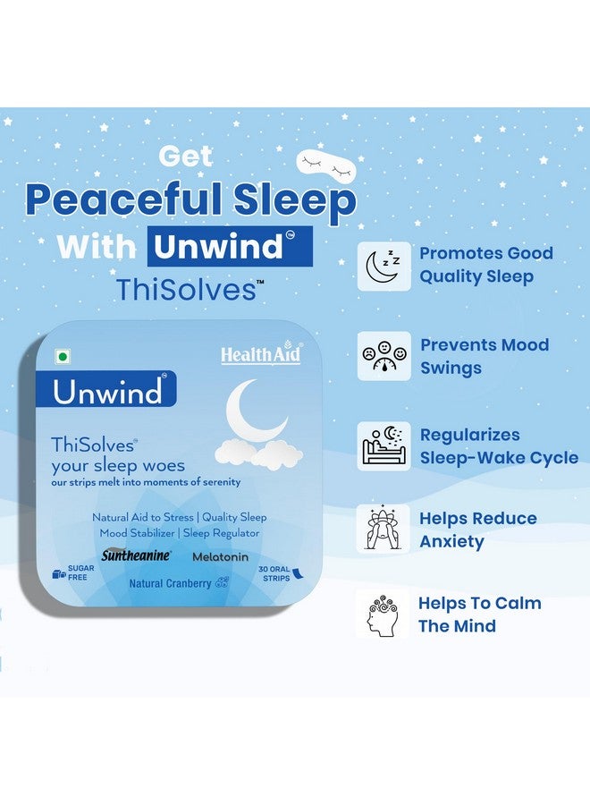 Health Aid Unwind Thisolves Mouth Dissolving Strips 30 Oral Strips| With Suntheanine To Reduce Stress & Enhance Sleep Quality| Contains Lavender & Hibiscus Extract |Non-Habit Forming Sleep Strip - Image 3