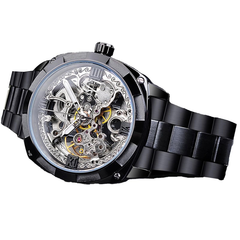 FORSINING Men's Automatic Mechanical Watch with Stainless Steel Strap Fashion Wristwatch - Image 1