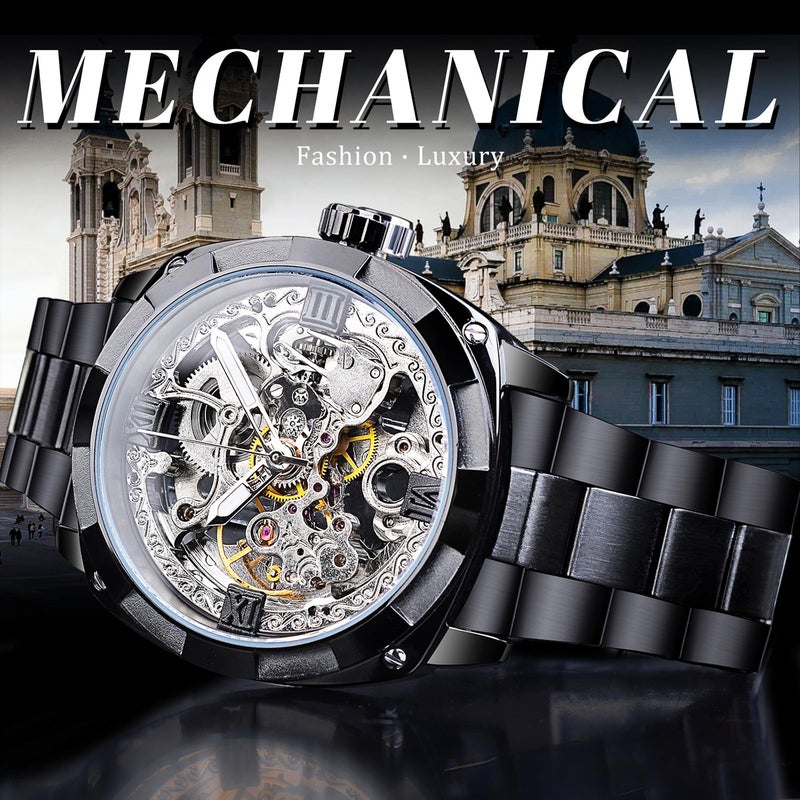 FORSINING Men's Automatic Mechanical Watch with Stainless Steel Strap Fashion Wristwatch - Image 2