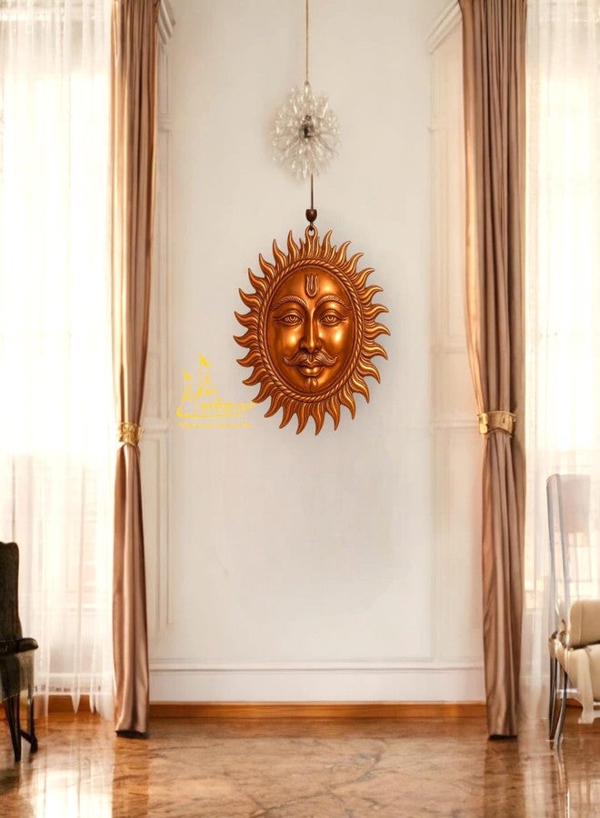 Achleshwar Surya Dev Copper Wall Hanging - Sun Face Statue for Home Entrance & Office Decor | Vastu Puja Figurine for Positivity & Prosperity | Copper Sun God Wall Art 12 cm - Image 5
