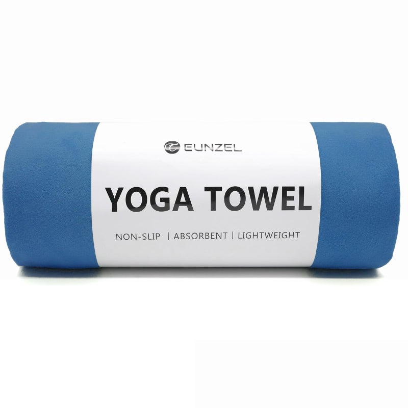 Eunzel Hot Yoga Towel Non Slip Yoga Mat Towel NonSlip Sweat Absorbent Microfiber Towel for Hot Yoga Pilates and Workout 72 x 265 Navy - Image 2