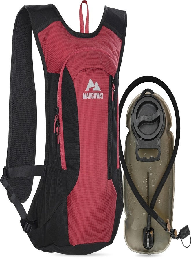 MARCHWAY Lightweight Hydration Backpack with Vest Style Straps & 2.5L TPU Water Bladder, Versatile Sleek Multi-Pocket Pack for Hiking, Cycling, Running, Backpacking, Travel (Red) - Image 1