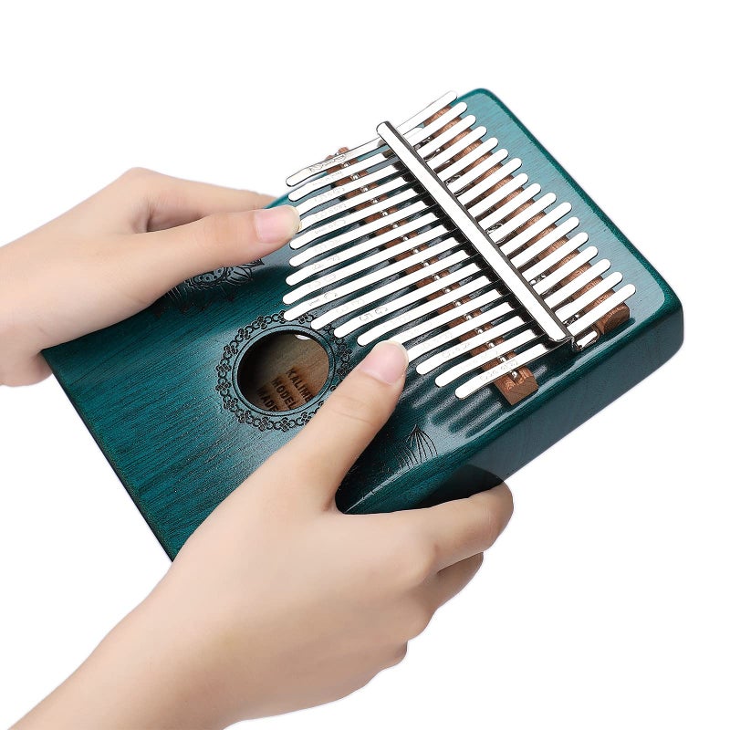 Ubblove Kalimba Thumb Piano 17 Keys, Portable Mbira Finger Piano Gifts for Adults Music Instrument Thumb Pianos - 17 Keys Green - Image 2