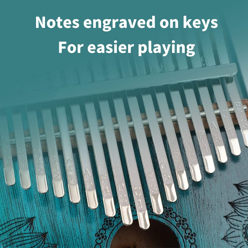 Ubblove Kalimba Thumb Piano 17 Keys, Portable Mbira Finger Piano Gifts for Adults Music Instrument Thumb Pianos - 17 Keys Green - Image 3