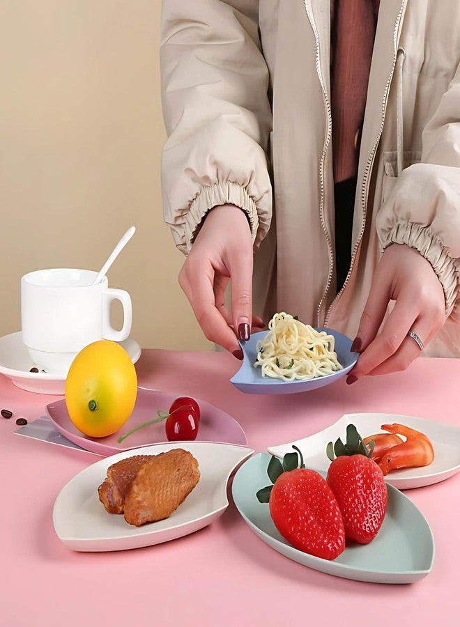 Clovis Wheat Straw Petal Plate Set - Creative Snack, Fruit, and Dessert Dishes with Spit Bone Tray, Ideal for Candy, Kitchen Accessories, Moon Design Serving Tray (Mix, Set of 6, 18 x 11.3 x 2.5 CM) - Image 5