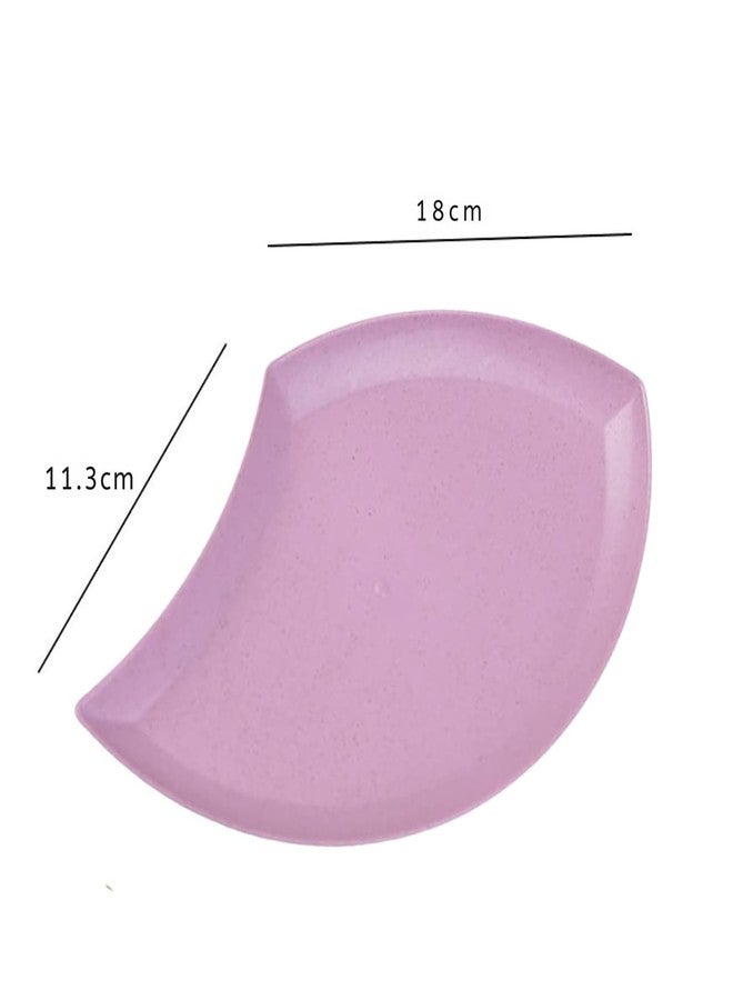 Clovis Wheat Straw Petal Plate Set - Creative Snack, Fruit, and Dessert Dishes with Spit Bone Tray, Ideal for Candy, Kitchen Accessories, Moon Design Serving Tray (Mix, Set of 6, 18 x 11.3 x 2.5 CM) - Image 2