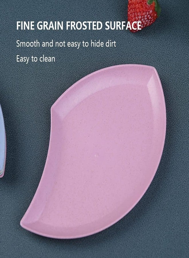 Clovis Wheat Straw Petal Plate Set - Creative Snack, Fruit, and Dessert Dishes with Spit Bone Tray, Ideal for Candy, Kitchen Accessories, Moon Design Serving Tray (Mix, Set of 6, 18 x 11.3 x 2.5 CM) - Image 3