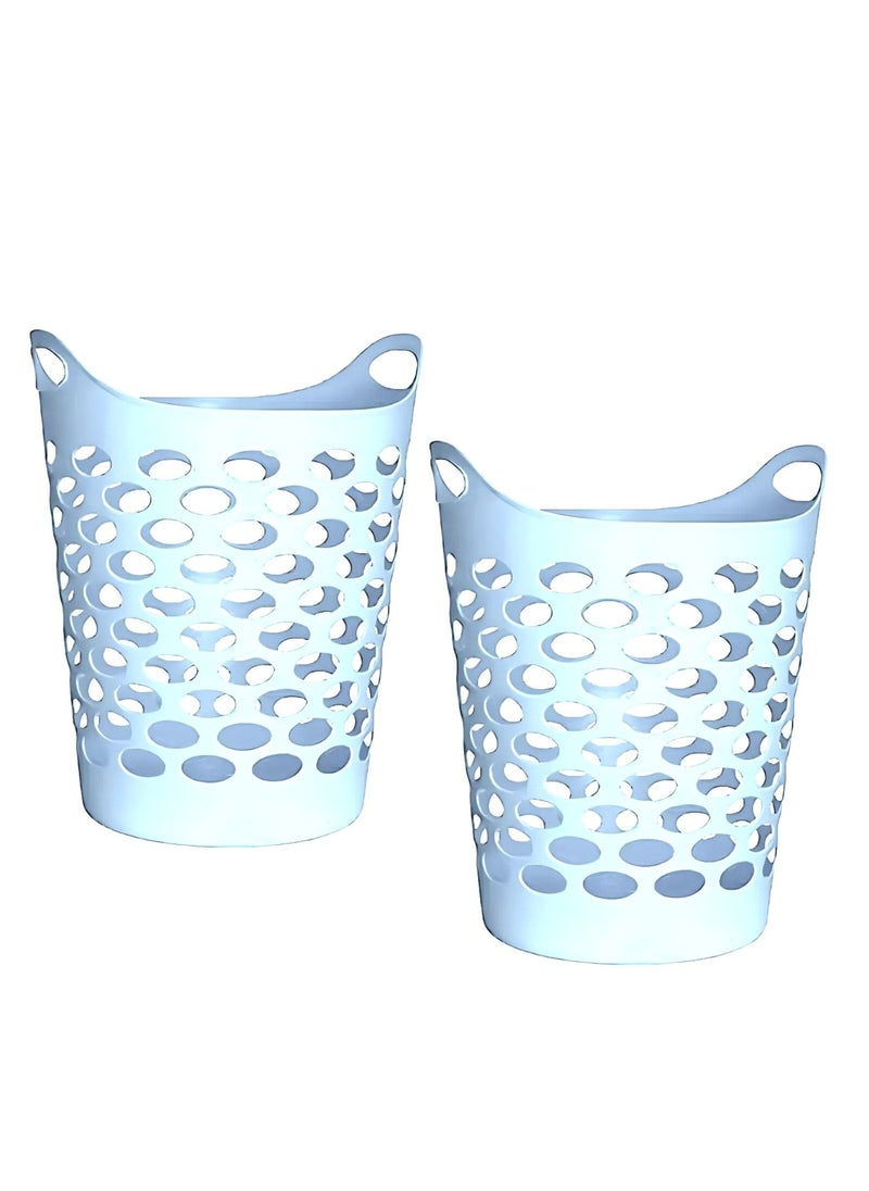 VIO 2 Pack Plastic Laundry Bin Multipurpose Flexible Laundry Storage Basket Hamper Light Weight and Durable Large Dirty Clothes Organizer Basket Toys Storage Basket with Handles 45 Litre Capacity  - Image 1