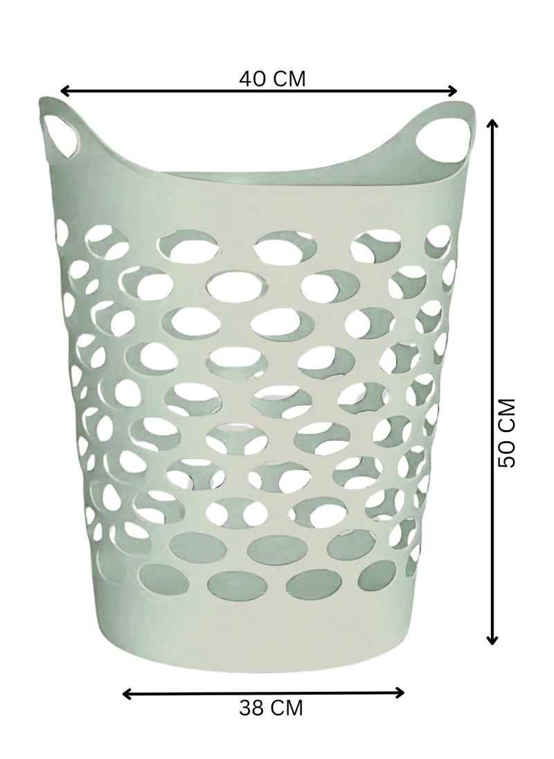 VIO 2 Pack Plastic Laundry Bin Multipurpose Flexible Laundry Storage Basket Hamper Light Weight and Durable Large Dirty Clothes Organizer Basket Toys Storage Basket with Handles 45 Litre Capacity  - Image 3
