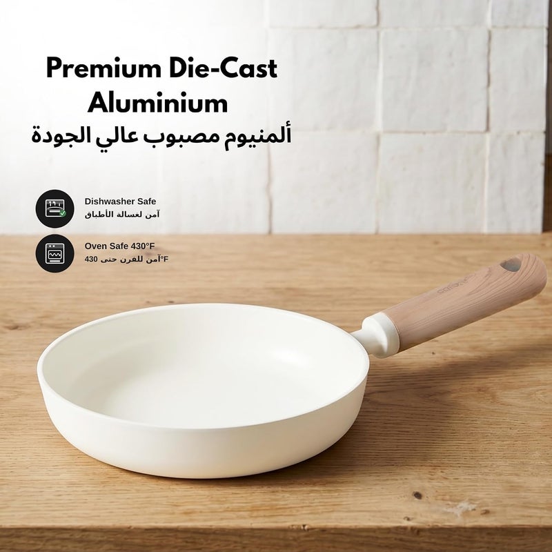 CAROTE 10-Inch Ceramic Nonstick Fry Pan, PFAS-Free Non-Toxic Coating, Healthy Cooking Frying Pan, Wood-Like Handle, Full-Spray Even-Heat Base, All-Stovetop Compatible Skillet, Dishwasher Safe (Cream) - Image 4