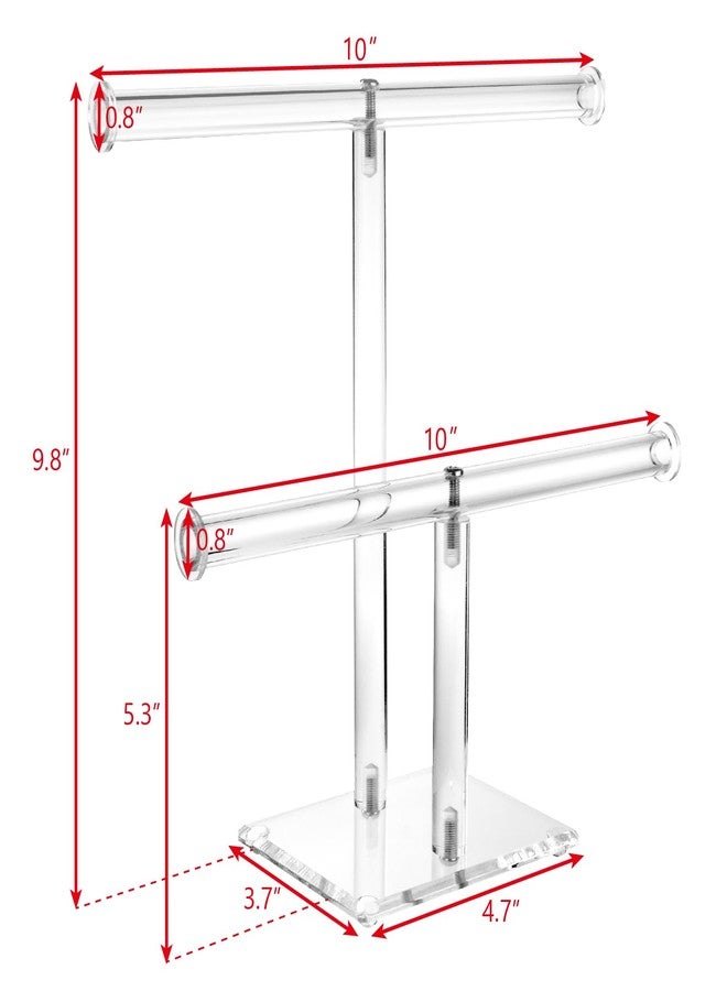 MOOCA Deluxe Clear Acrylic Jewelry Organizer, 2 Tier T-Bar Bracelet Holder, Acrylic Necklace Holder, Jewelry Holder, Jewelry Organizer Stand, Premium Quality with Enhanced Transparency - Image 2