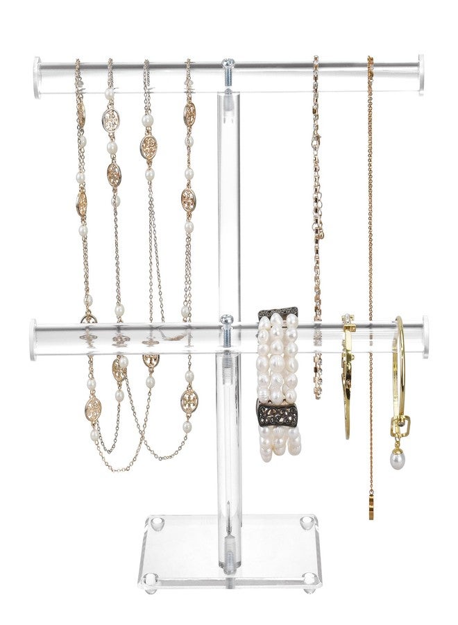 MOOCA Deluxe Clear Acrylic Jewelry Organizer, 2 Tier T-Bar Bracelet Holder, Acrylic Necklace Holder, Jewelry Holder, Jewelry Organizer Stand, Premium Quality with Enhanced Transparency - Image 4