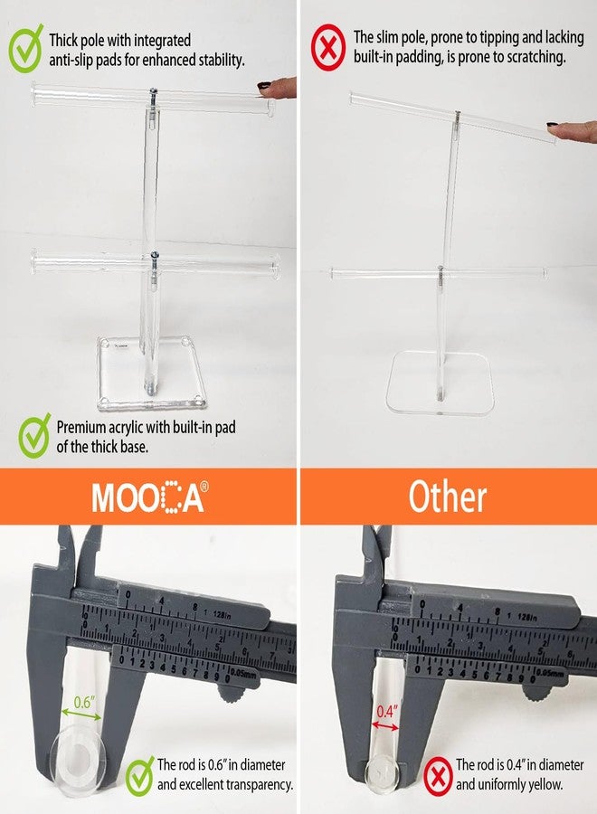 MOOCA Deluxe Clear Acrylic Jewelry Organizer, 2 Tier T-Bar Bracelet Holder, Acrylic Necklace Holder, Jewelry Holder, Jewelry Organizer Stand, Premium Quality with Enhanced Transparency - Image 3
