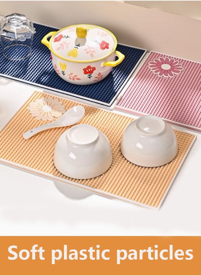 WAOKN Placemats Coffee Mats Thick Durable Fashion Bar Mats Anti-Spill Non-Slip Coasters Non-Toxic Coffee, Bar, Restaurant Countertop Serving Mats (Beige)  - Image 2