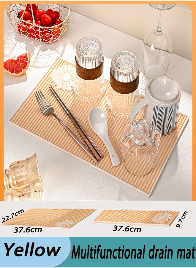 WAOKN Placemats Coffee Mats Thick Durable Fashion Bar Mats Anti-Spill Non-Slip Coasters Non-Toxic Coffee, Bar, Restaurant Countertop Serving Mats (Beige)  - Image 1