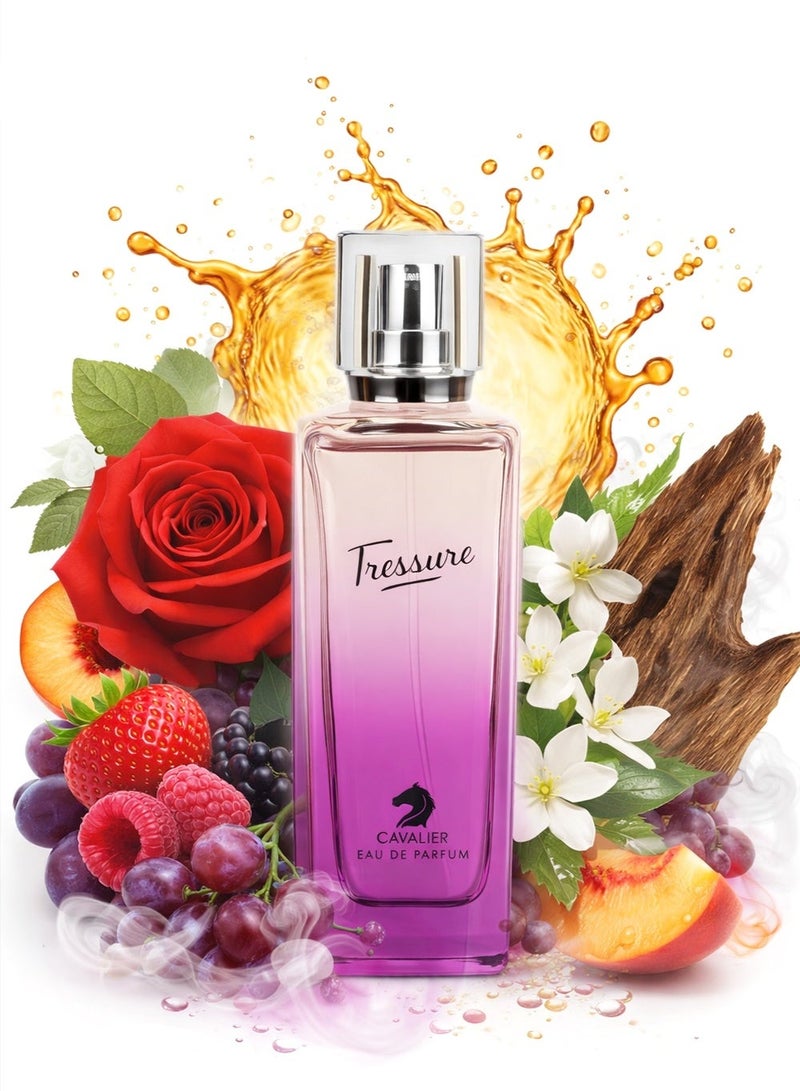 Cavalier Perfume The Tressure Eau de Parfum 100ml | Long Lasting Perfume for Women with Fruity, Rose & Musky Notes - Image 1