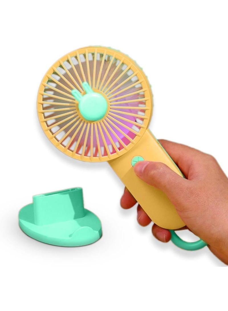 Mini Portable USB High Speed ​​Desktop Handheld Fan with Phone Holder and LED Light 2 Speeds Small Design for Travel and Home - Image 1