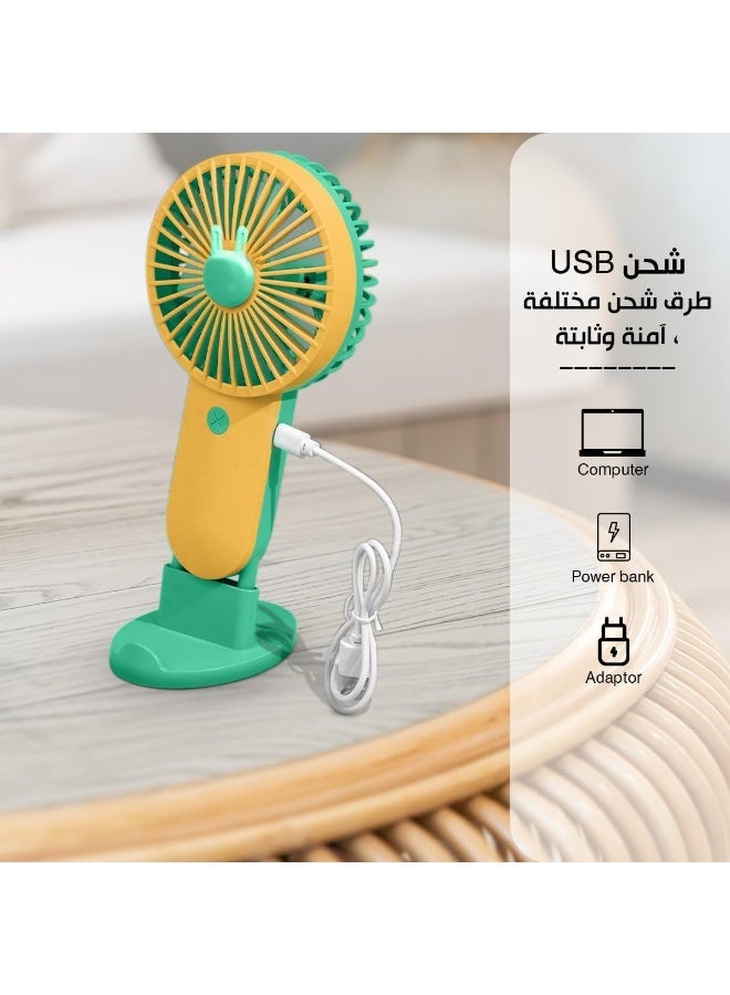 Mini Portable USB High Speed ​​Desktop Handheld Fan with Phone Holder and LED Light 2 Speeds Small Design for Travel and Home - Image 5