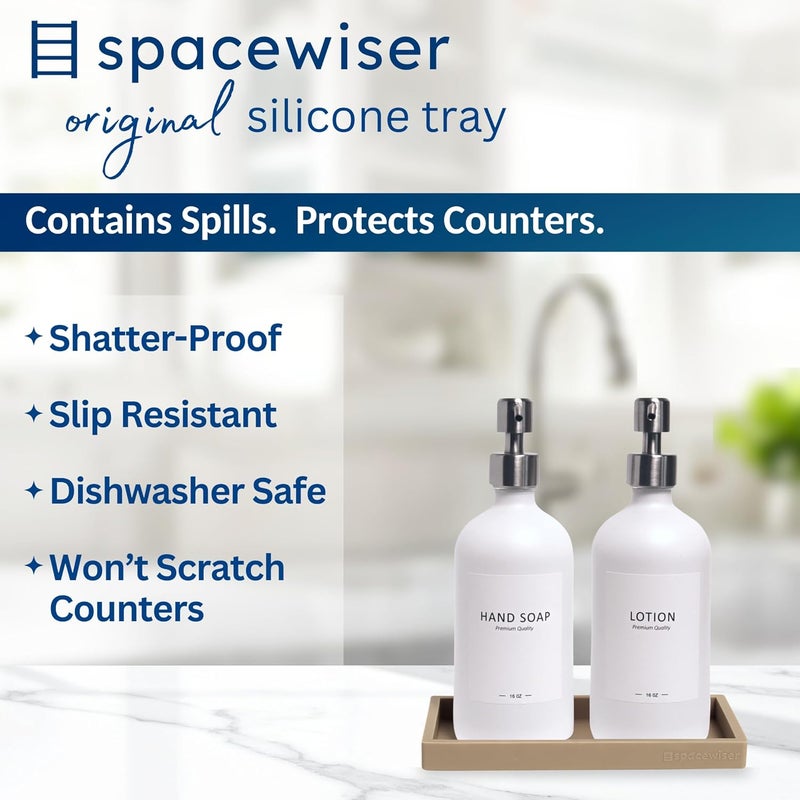 Spacewiser Countertop and Vanity Tray – Small 7.7" Silicone Soap Dispenser Tray, Shatterproof Flexible Bathroom Tray, Kitchen Sink Tray for Soap Bottles, Key Trinket Ring Tray, Original Silicone Tray - Image 2