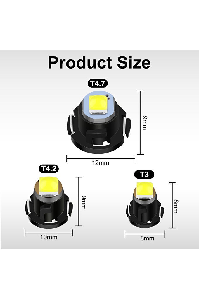 rayihni T3 WHITE 10pcs T3 LED 3030 SMD Led Bulb T4.2 T4.7 Indicator Light Bulb Car Dashboard Warning Indicat - Image 2