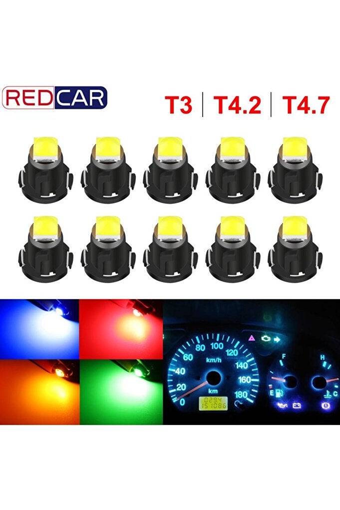 rayihni T3 WHITE 10pcs T3 LED 3030 SMD Led Bulb T4.2 T4.7 Indicator Light Bulb Car Dashboard Warning Indicat - Image 1