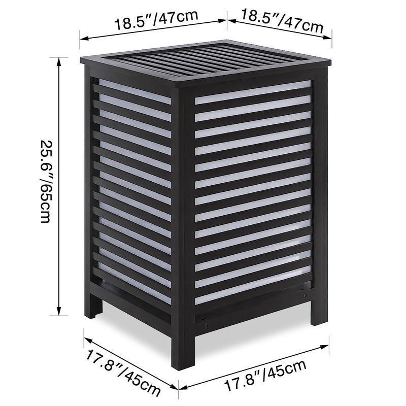 SMIBUY Double Laundry Hamper with Lid, 120L Bamboo Laundry Basket with Removable Liner Bag, 2-Section Clothes Divider Laundry Sorter for Laundry Room, Bathroom, Bedroom (Black) - Image 3