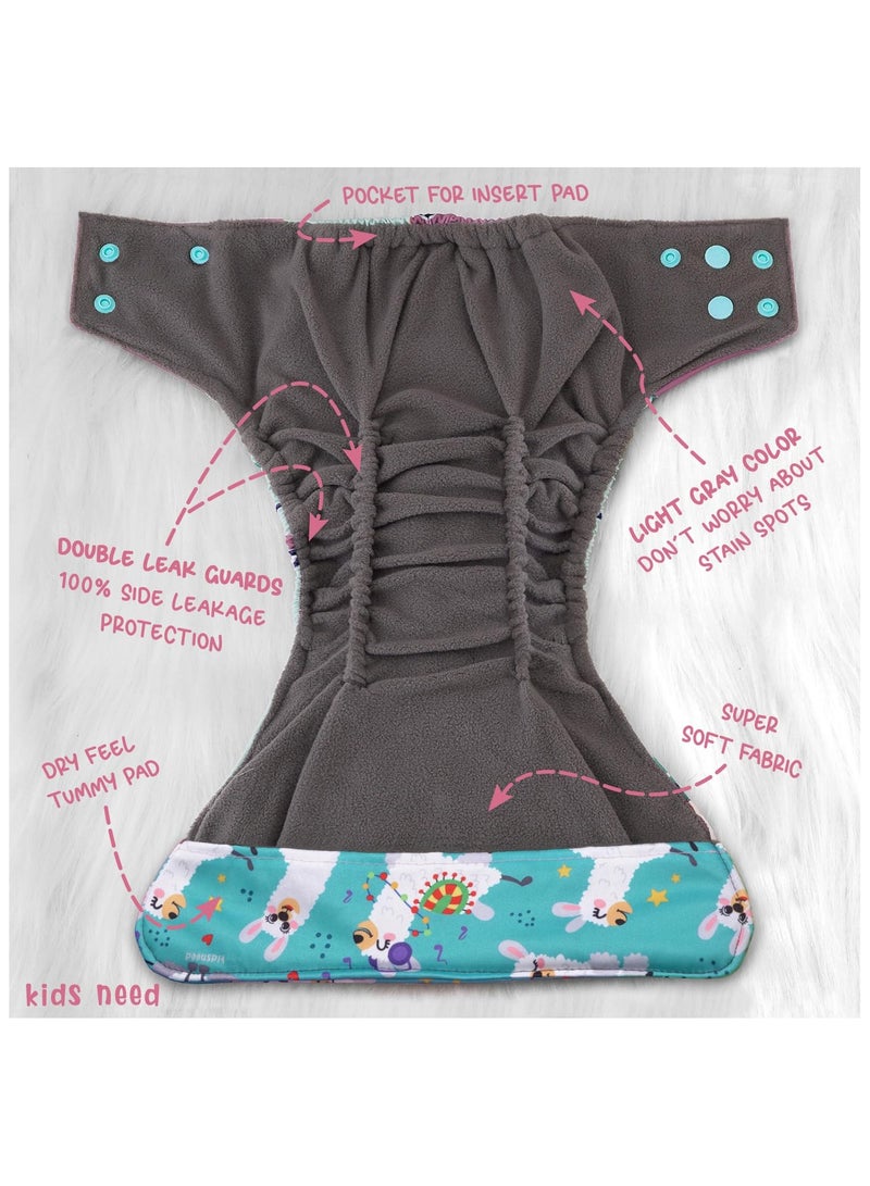 kids need Side Leakage Proof cloth diapers for babies 0 to 3 years combo high absorbent 1 reusable diaper 2 insert pack (5-18kg) washable diapers pocket liners cover adjustable freesize 58 - Image 2