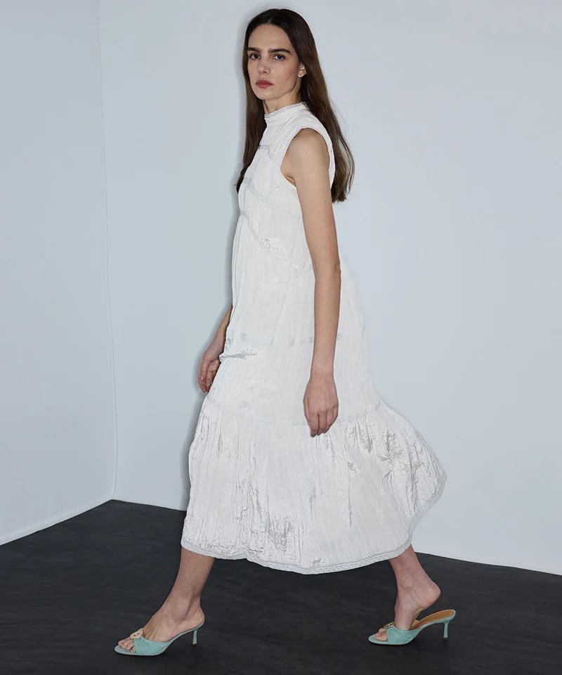 Ipekyol  Crinkled Lace-Trim Midi Dress for Women | Best Price UAE