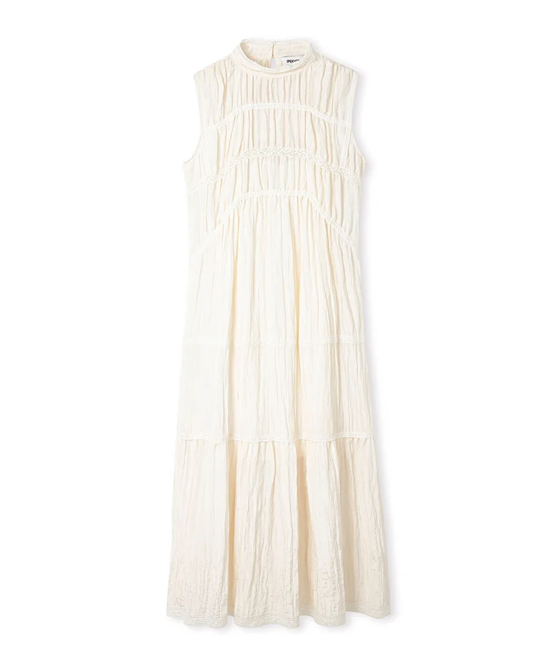 Ipekyol  Crinkled Lace-Trim Midi Dress for Women | Best Price UAE
