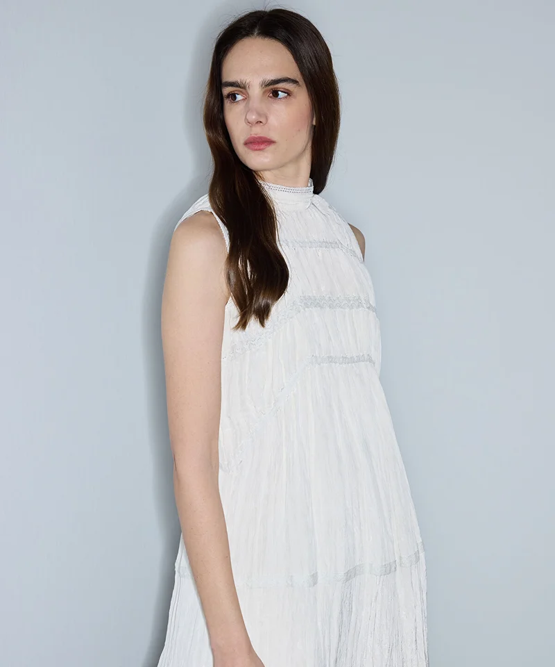 Ipekyol  Crinkled Lace-Trim Midi Dress for Women | Best Price UAE