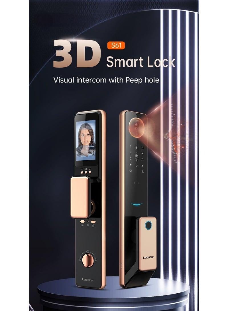 Captaintech S61 Smart Door Lock with Doorbell - WiFi, Tuya App, Fingerprint, IC Card, Password u0026 Key Access - Home Security Enhanced (Gold) - Image 3