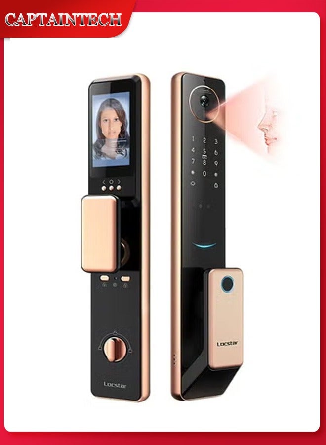 Captaintech S61 Smart Door Lock with Doorbell - WiFi, Tuya App, Fingerprint, IC Card, Password u0026 Key Access - Home Security Enhanced (Gold) - Image 1