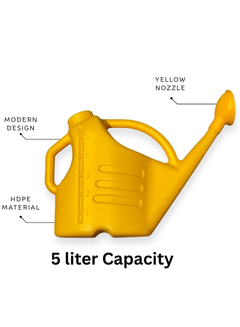 إس إن إتش علبة سقي، رشاشات مياه للنباتات، غلاية سقي النباتات | 5 لتر | أداة بستنة بلاستيكية ممتازة لسقي النباتات، دش مياه البستنة، الري، الأسمدة ورذاذ المبيدات الحشرية | تأتي مع فوهة دش قابلة للفصل | متوفرة باللون الأصفر. - Image 1
