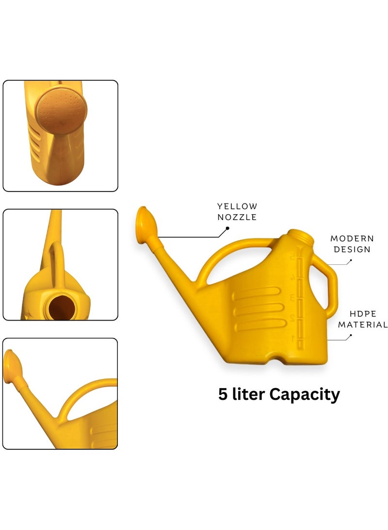 إس إن إتش علبة سقي، رشاشات مياه للنباتات، غلاية سقي النباتات | 5 لتر | أداة بستنة بلاستيكية ممتازة لسقي النباتات، دش مياه البستنة، الري، الأسمدة ورذاذ المبيدات الحشرية | تأتي مع فوهة دش قابلة للفصل | متوفرة باللون الأصفر. - Image 2