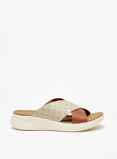 Le Confort Women Monogram Print Slip-On Flatform Sandals