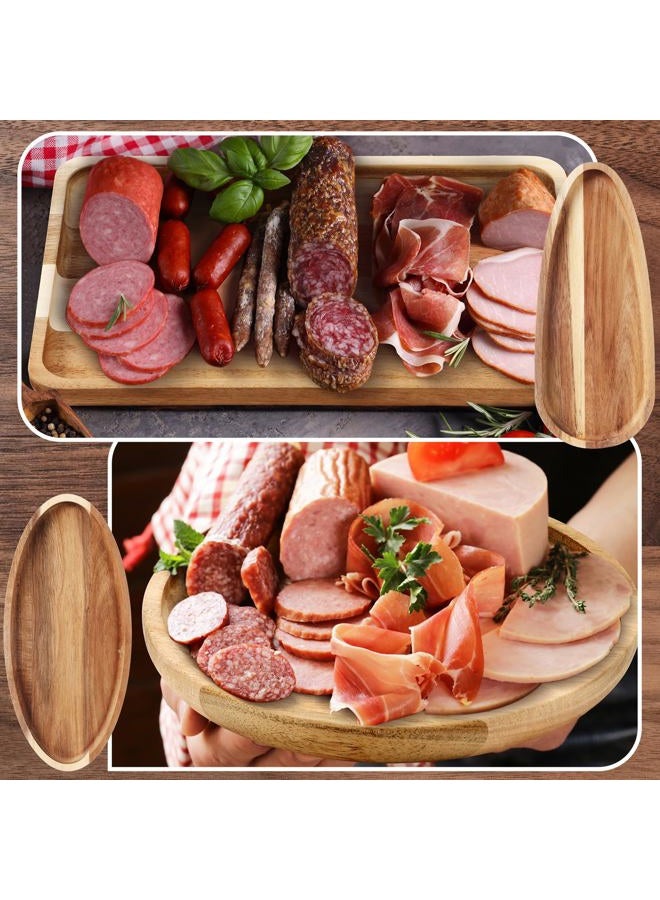 Willinglong Set of 10 Christmas Acacia Wood Plates Wooden Serving Platter Christmas Dinner Plate and Trays Charcuterie Board for Xmas Cheese Fruit Cookie Dessert Housewarming Gift(Classic Style) - Image 5