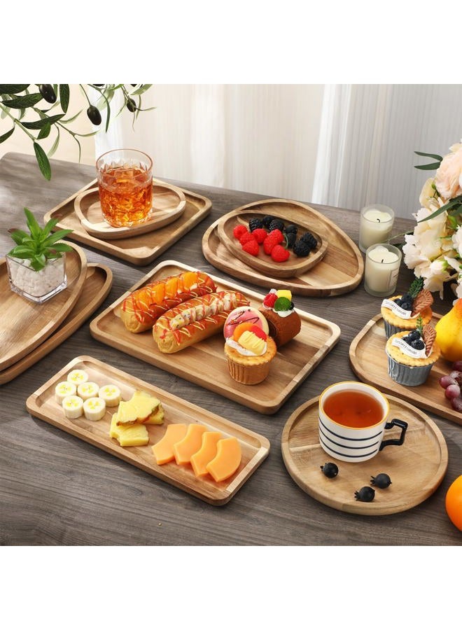 Willinglong Set of 10 Christmas Acacia Wood Plates Wooden Serving Platter Christmas Dinner Plate and Trays Charcuterie Board for Xmas Cheese Fruit Cookie Dessert Housewarming Gift(Classic Style) - Image 4