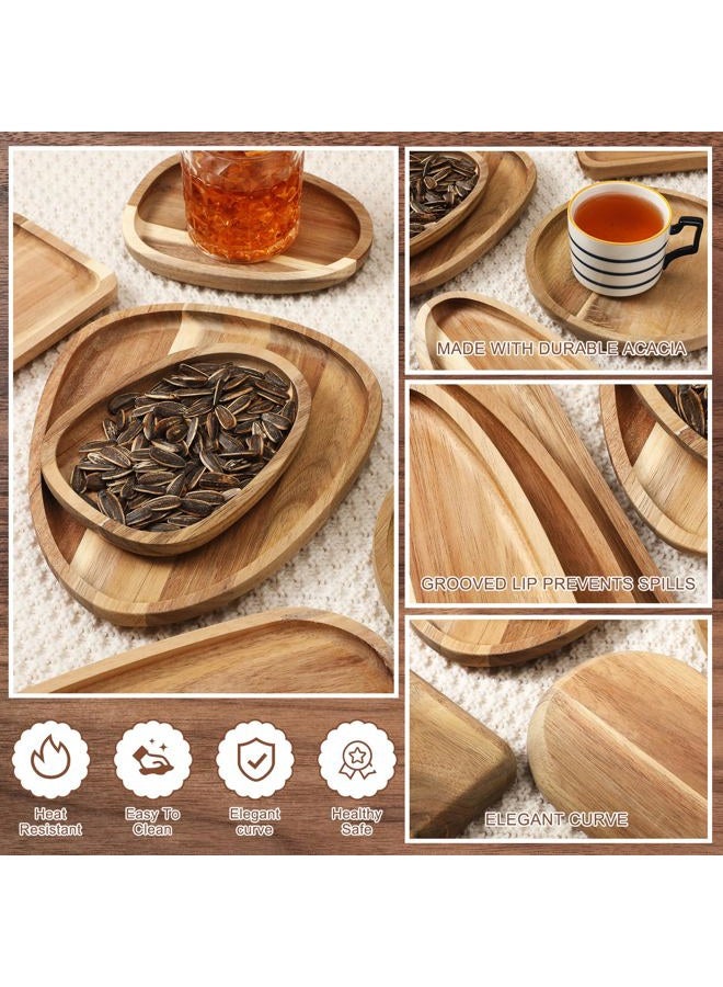 Willinglong Set of 10 Christmas Acacia Wood Plates Wooden Serving Platter Christmas Dinner Plate and Trays Charcuterie Board for Xmas Cheese Fruit Cookie Dessert Housewarming Gift(Classic Style) - Image 3