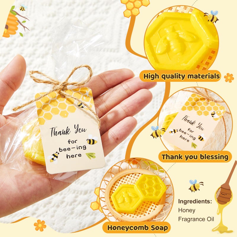 Otuuz 48 Set Baby Shower Favors Bee Party Favors Including Honeycomb Soap with Thank You Card Gift Honey Soap for Guest Gender Reveal Honey Gift Birthday Party Decorations (Yellow) - Image 2