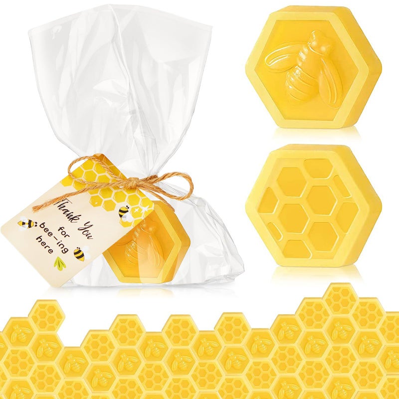 Otuuz 48 Set Baby Shower Favors Bee Party Favors Including Honeycomb Soap with Thank You Card Gift Honey Soap for Guest Gender Reveal Honey Gift Birthday Party Decorations (Yellow) - Image 1