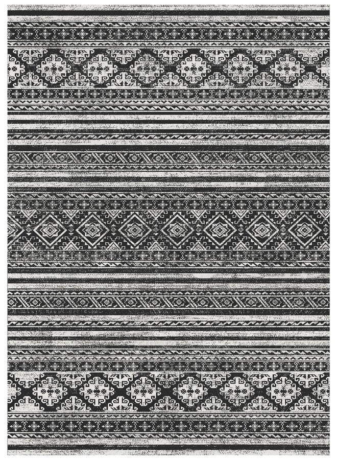 RUGSURE Washable Area Rugs 4' x 6' - 1/6 Thick - Moroccan-Inspired -Stain & Water Resistant Non-Slip - Resistant Rug for Living Room, Bedroom, Nursery, Pet & Child Friendly (Black) - Image 2