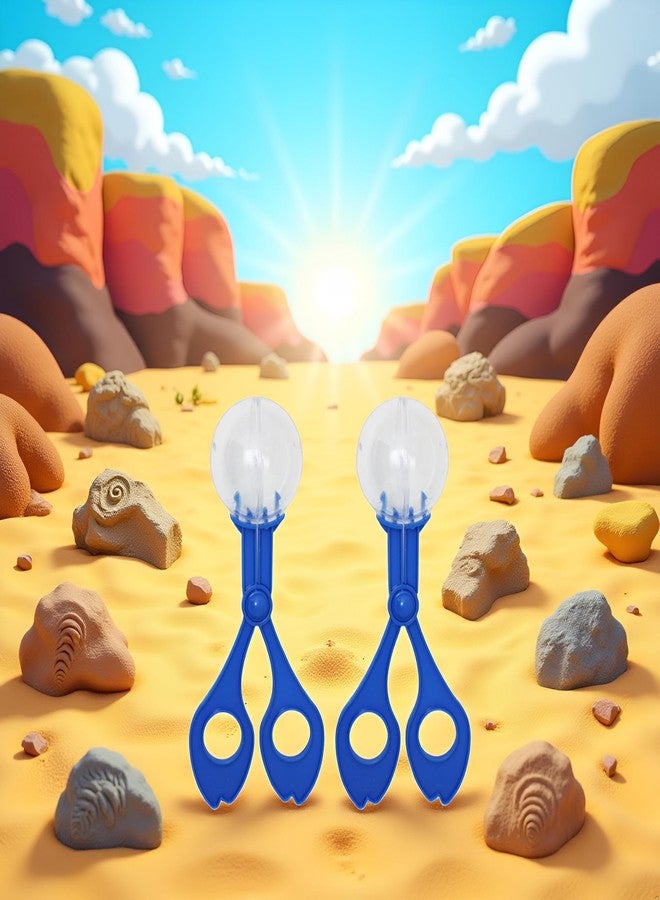 Bwexxt 2 Pcs Blue Fine Motor Skill Tool, Scoopers for Nature Exploration ObservationHand-Eye Coordination Plastic Scissor Clamp Small Butterfly Clip, Fine Motor and Sensory, Sand Box Tool - Image 2