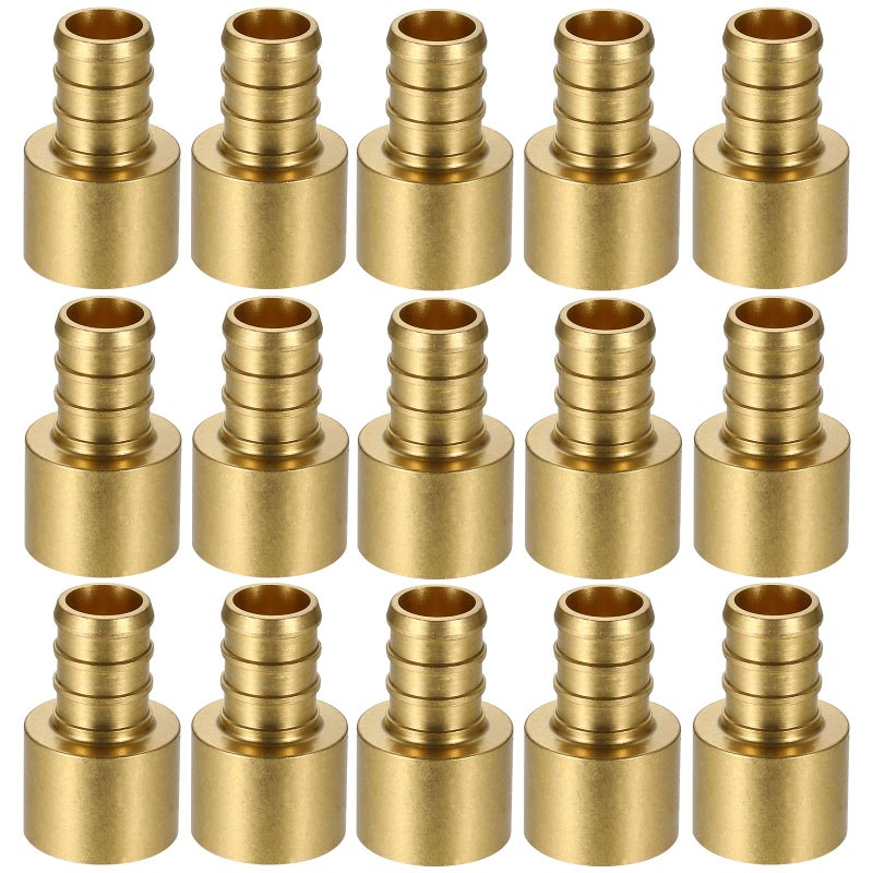 Lidertik 15 Pack Lidertik Copper to PEX Fittings 12 inch 12 PEXB F1807 x 12 Female Sweat Adapter Brass - Image 2